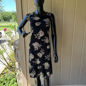 Vintage 90s Y2K Jalate Maxi Dress Small Black‎ Slinky Grunge Floral Prom Party